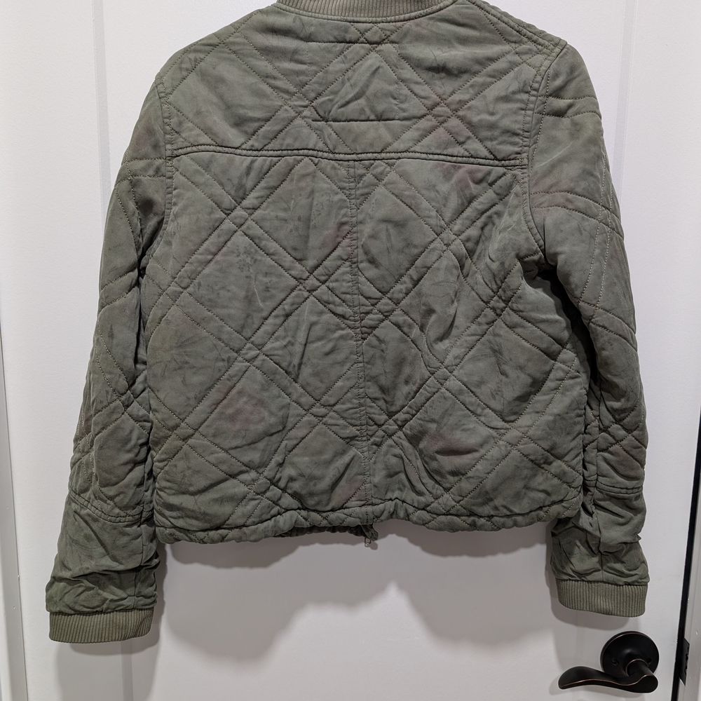 Anthropologie Sage Green Quilted Bomber Jacket - Picture 3 of 6